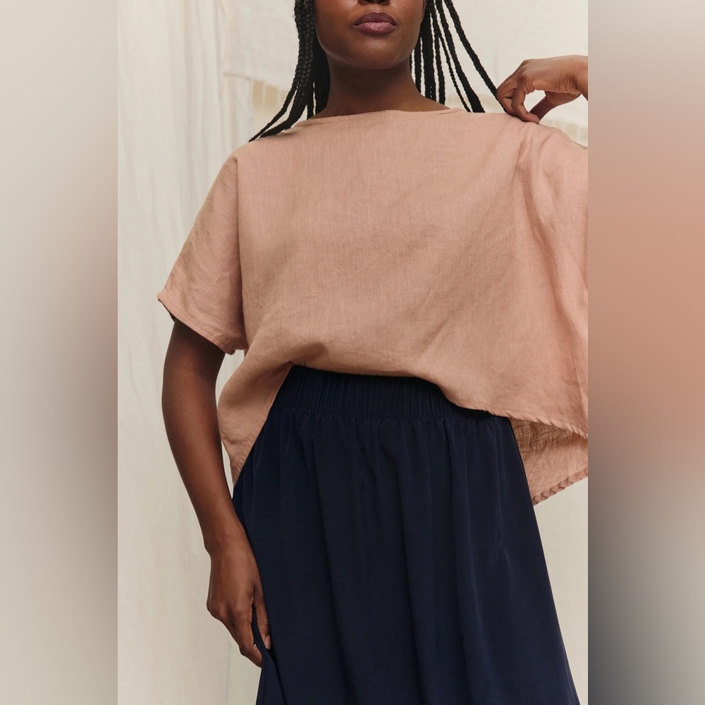 Elizabeth Suzann Dusty Rose Boxy Linen Top